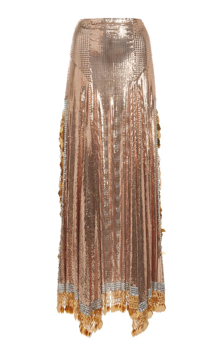 Moda Operandi Paco Rabanne Fringed Metallic Midi Skirt