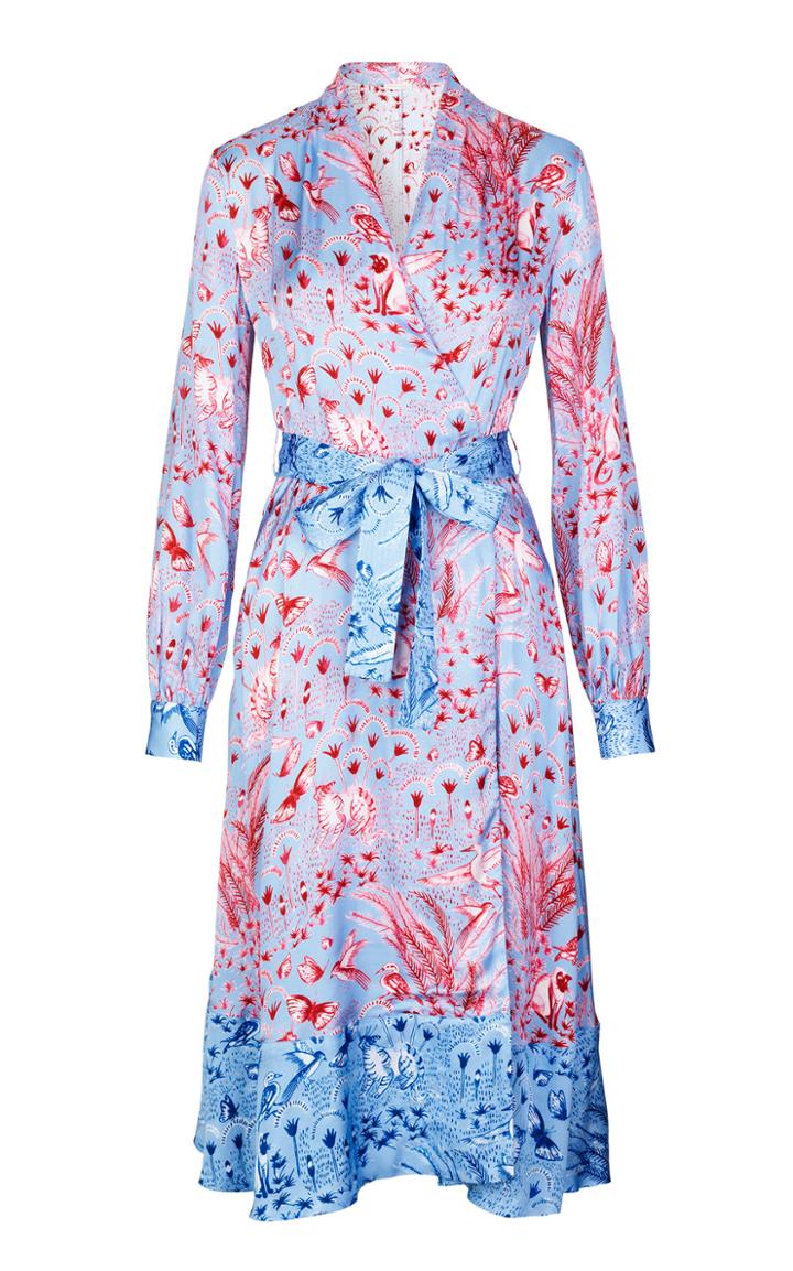 Stine Goya Reflection Belted Floral-print Satin Midi Dress