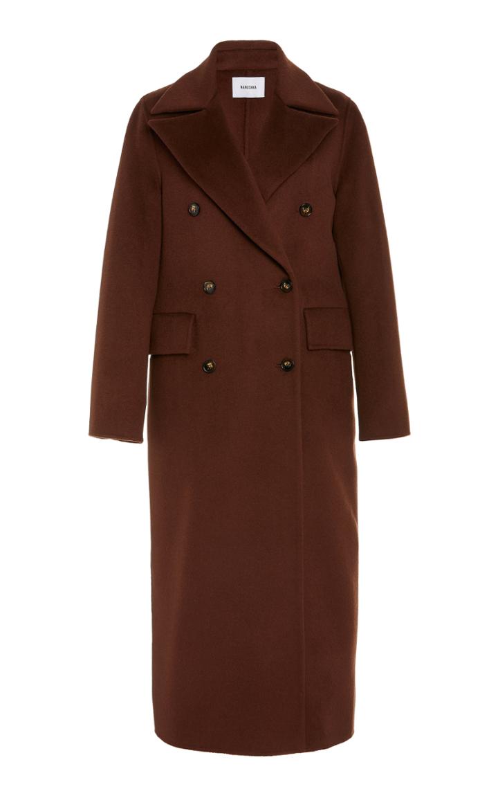 Moda Operandi Nanushka Lana Double-breasted Wool-silk Coat
