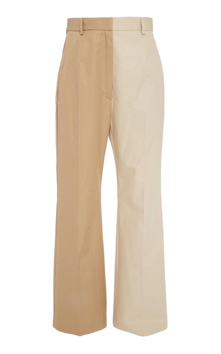 Mm6 Two-tone Cotton Straight-leg Trousers