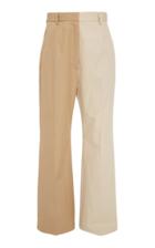 Mm6 Two-tone Cotton Straight-leg Trousers