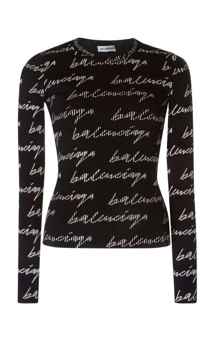 Balenciaga Printed Ribbed Stretch-jersey Top