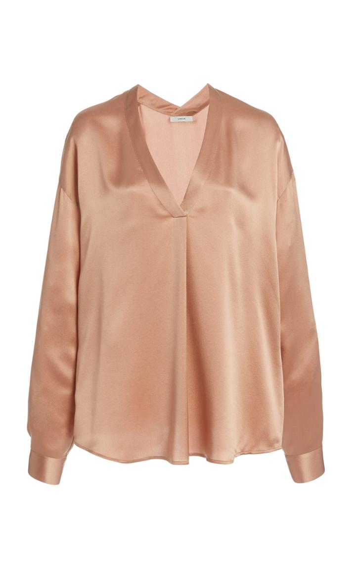 Vince Silk-satin V-neck Top