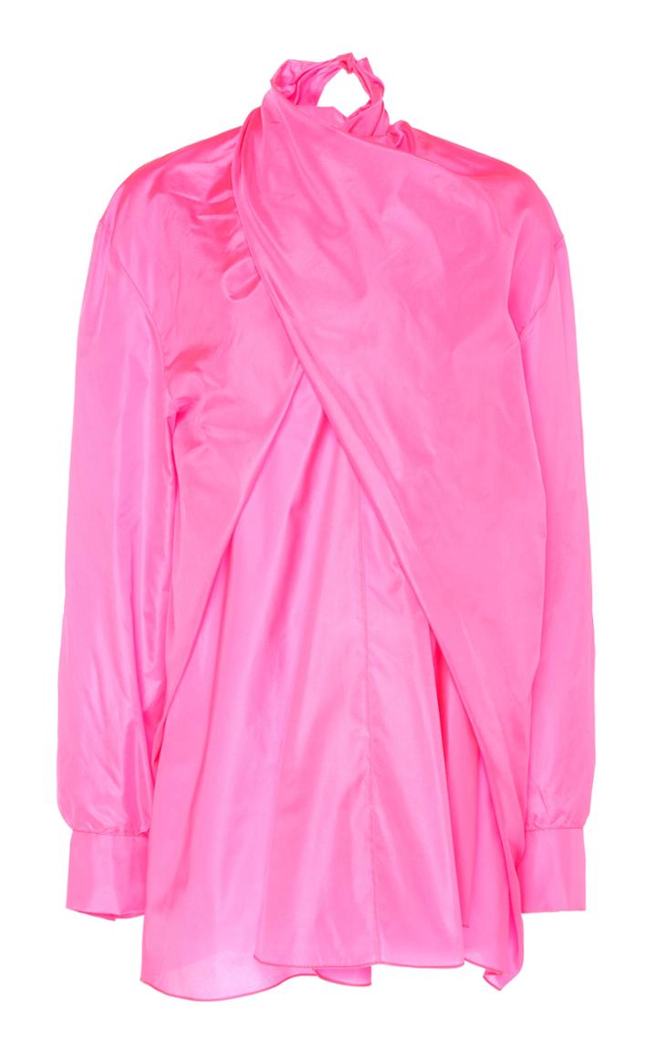 Maison Rabih Kayrouz Taffeta Long Sleeve Wrap Blouse