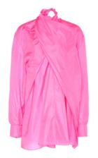 Maison Rabih Kayrouz Taffeta Long Sleeve Wrap Blouse