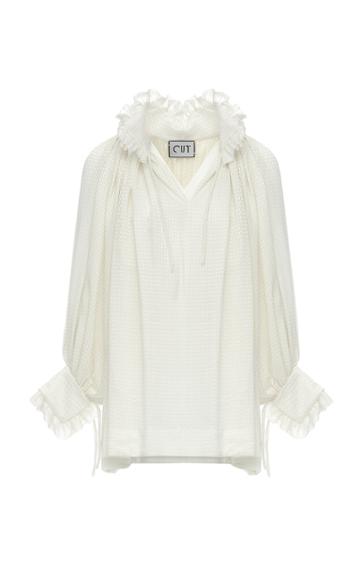 Studio Cut Ruffled Jacquard Top
