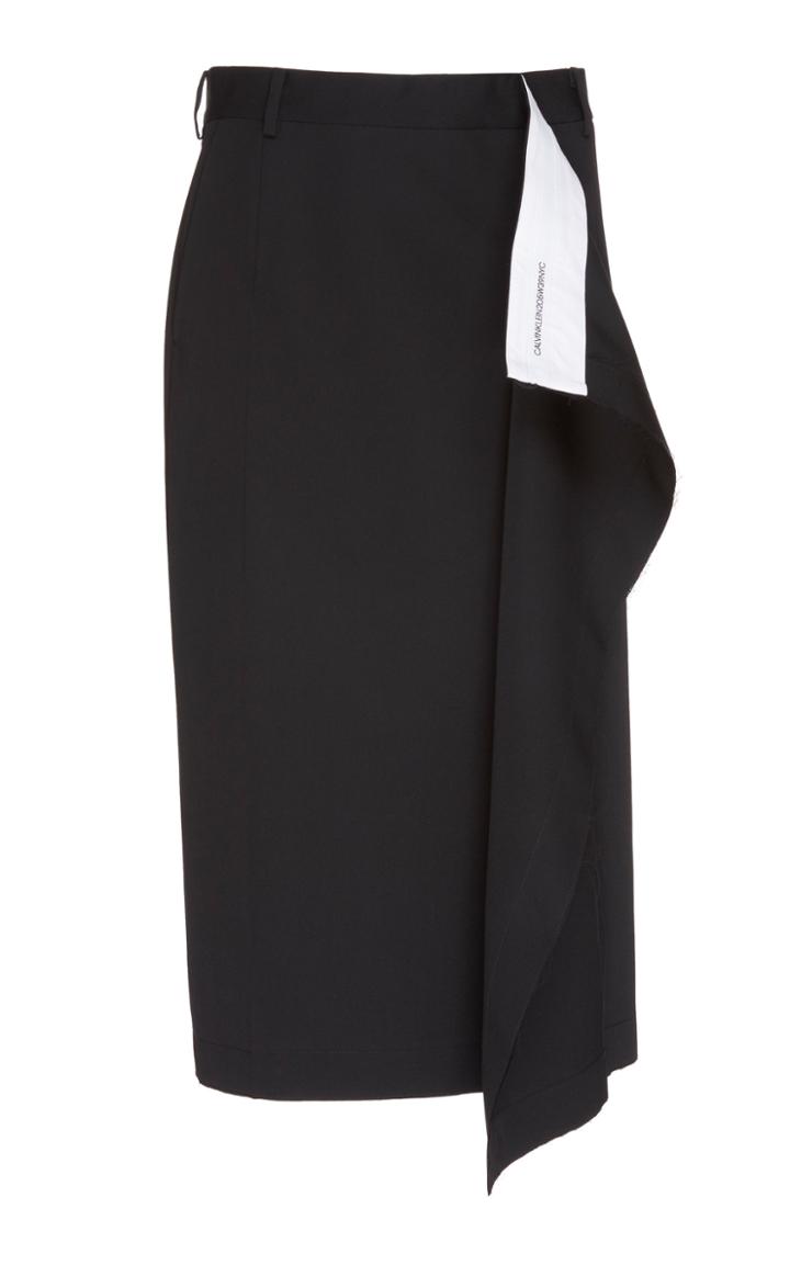 Calvin Klein 205w39nyc Raw Cut Wool Gabardine Wrap Skirt