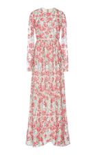 Giambattista Valli Floral Embroidered Long Sleeve Gown