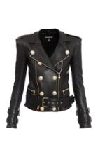 Balmain Structured Button-front Leather Jacket