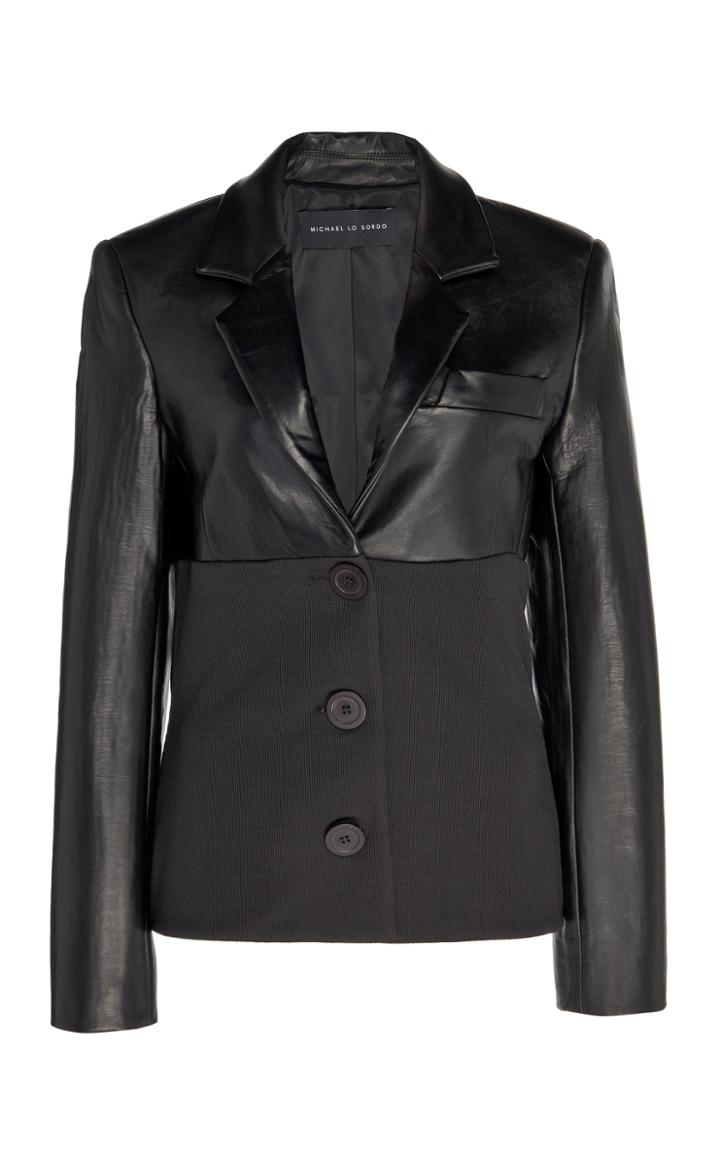 Moda Operandi Michael Lo Sordo Ribbed Hybrid Leather Blazer Size: 8