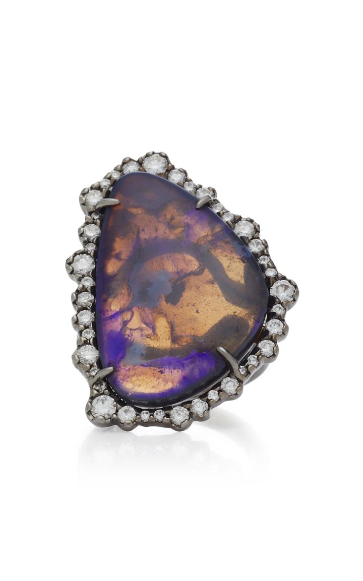 Kimberly Mcdonald Rhodium-plated 18k White Gold Opal And Diamond Ring