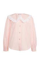 Moda Operandi Alessandra Rich Lace-trimmed Cotton-poplin Blouse