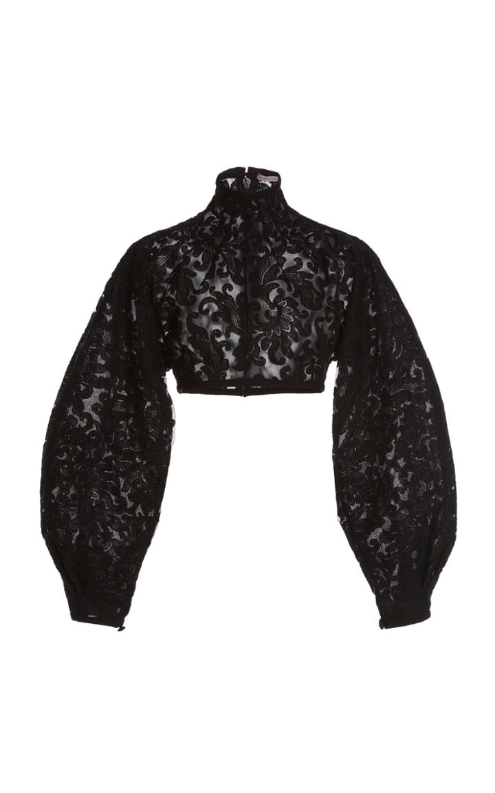 Moda Operandi Emilia Wickstead Eldora Embroidered Lace Cropped Top