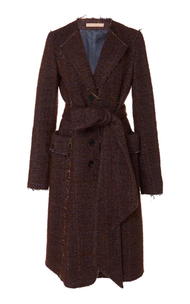 Brock Collection Portland Collarless Belted Boucl Coat