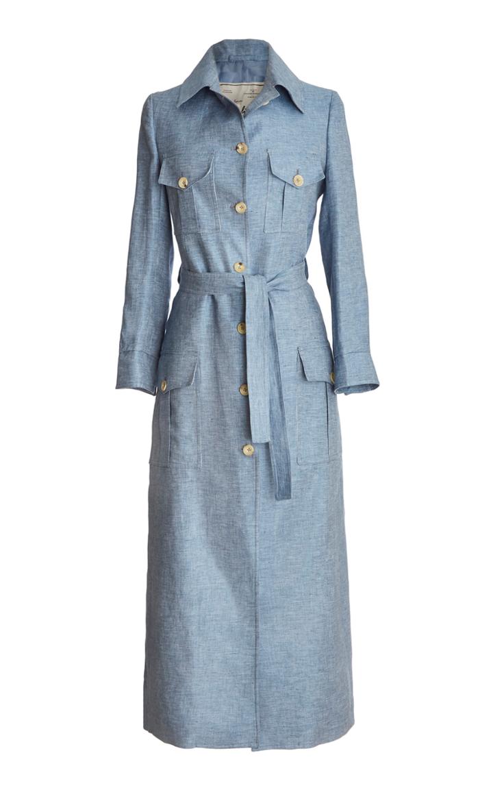 Giuliva Heritage Collection Belted Linen-twill Midi Dress