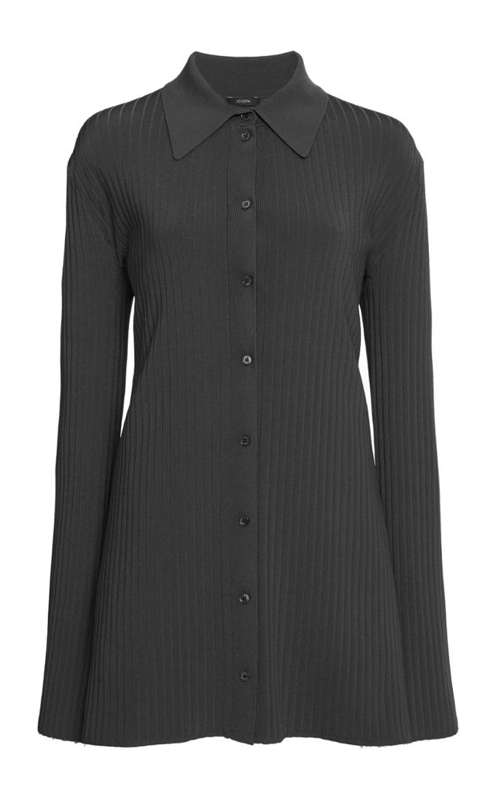 Joseph Beth Ribbed-knit Button-front Top