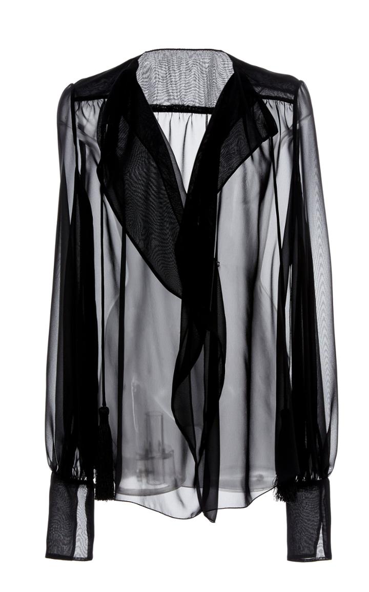 Oscar De La Renta V-neck Tassel Blouse