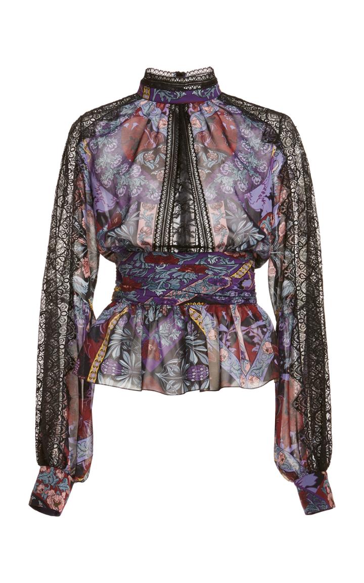 Moda Operandi Zuhair Murad Guinevere Printed Silk-georgette Blouse