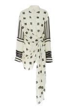 Oscar De La Renta Wrap Full Sleeve Mini Dress