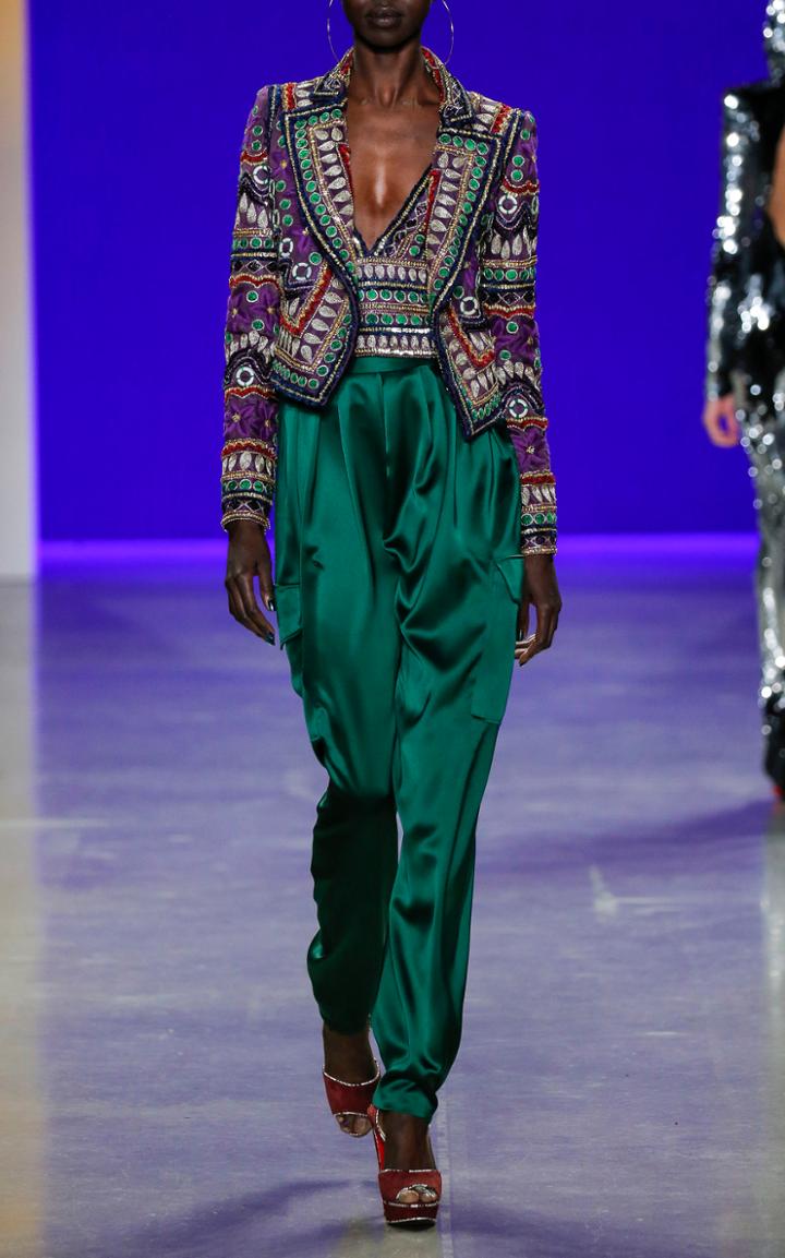 Naeem Khan Embroidered Silk Top