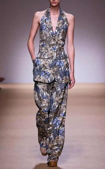 Salvatore Ferragamo Camouflage Silk Blend Vest With Cinch Back
