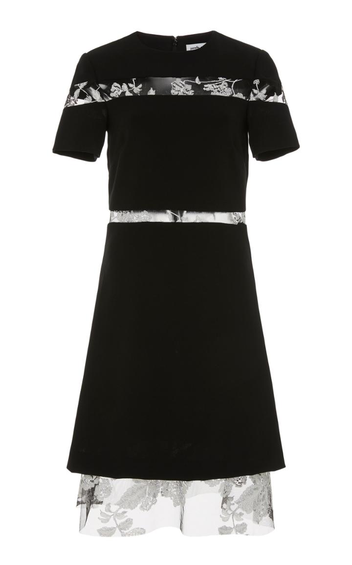 Pamella Roland Black & White Embroidered Lace Dress