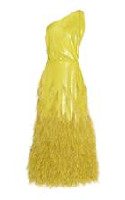 Rochas Onward One-shoulder Ostrich Feather Dress