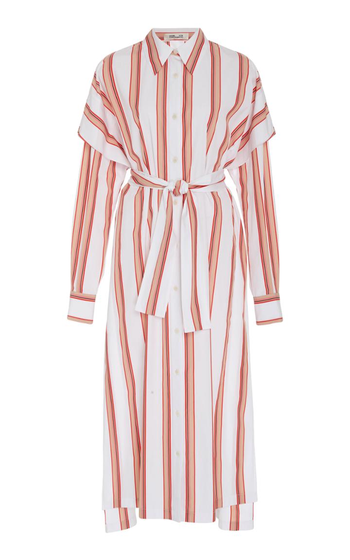 Diane Von Furstenberg Collared Midi Shirt Dress