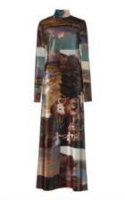 Sandra Mansour Velvet Printed Long Dress