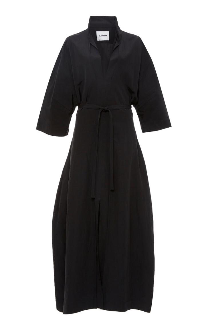 Jil Sander Melina Tie-front Crepe De Chine Midi Dress