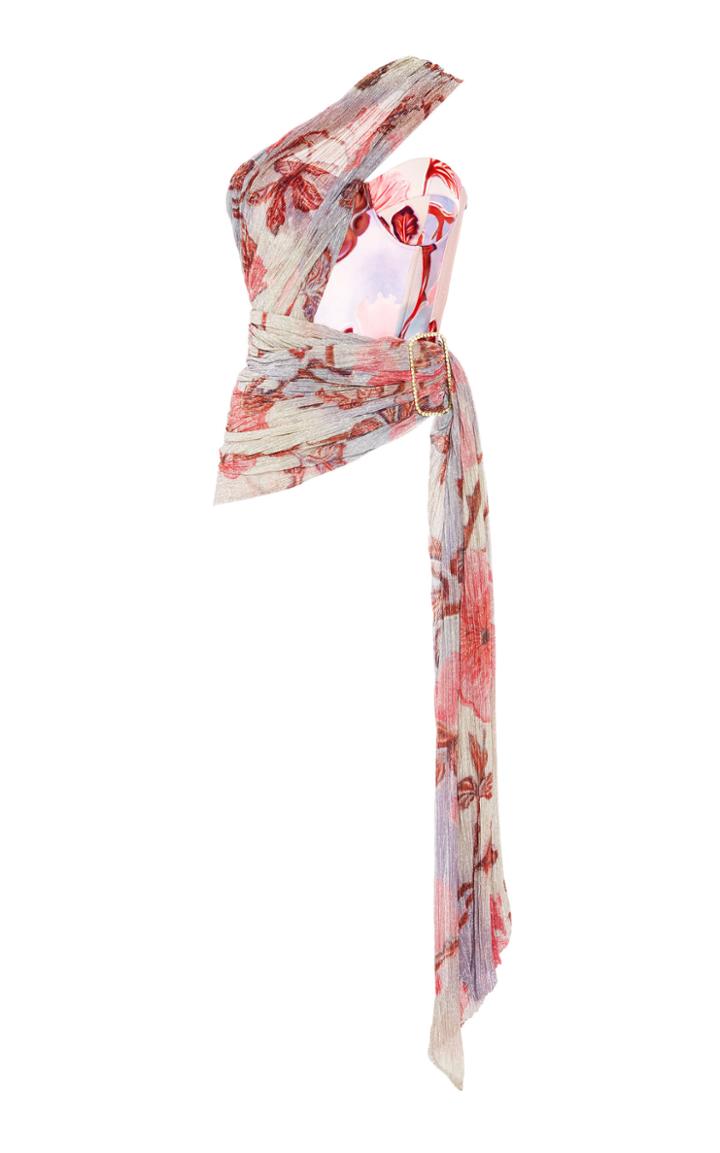 Moda Operandi Peter Pilotto Printed Draped Jersey Corset Top Size: 4