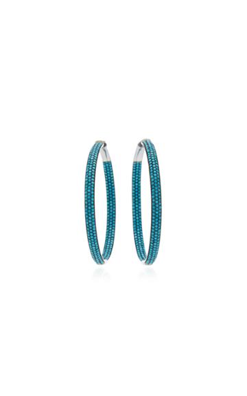 Nickho Rey Rhodium-plated Turquoise Hoop Earrings
