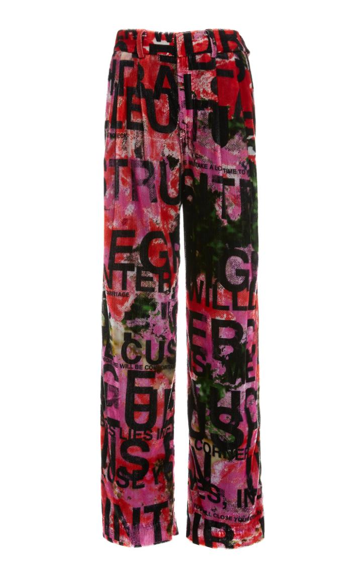 Moda Operandi Libertine A Dream For Winter Printed Velvet Pleated Wide-leg Trousers