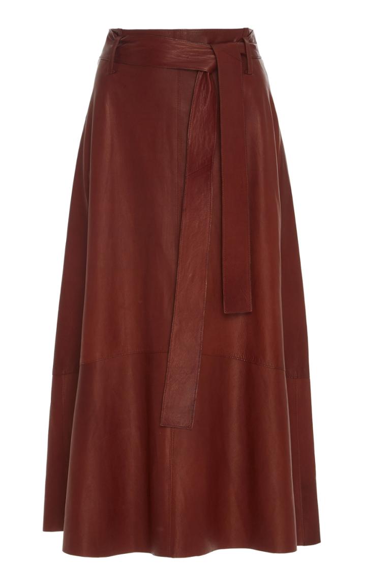 Vince High-waisted Lamb Leather Midi Skirt