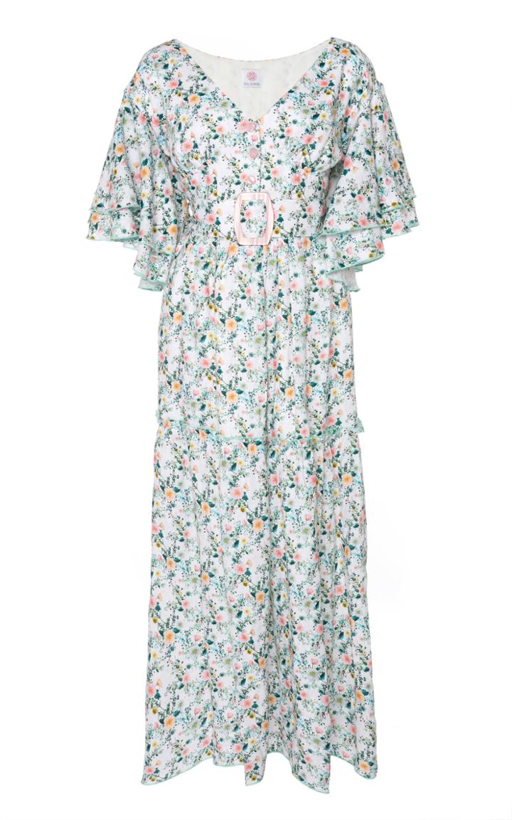 Gl Hrgel Printed Linen Flared Sleeve Dress