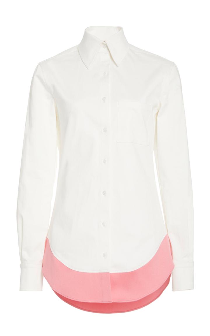Brandon Maxwell Paneled Cotton-poplin Shirt