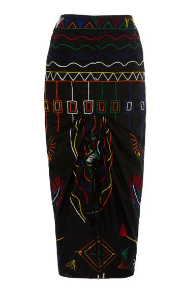 Prabal Gurung M'o Exclusive Banda-embroidered Cotton Skirt