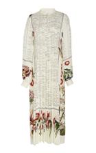 Oscar De La Renta Patterned Pleated Silk Midi Dress