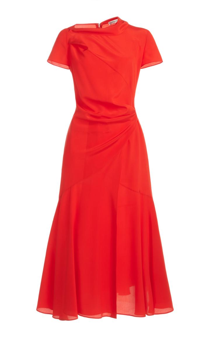 Moda Operandi Alexandre Blanc Draped Silk Midi Dress