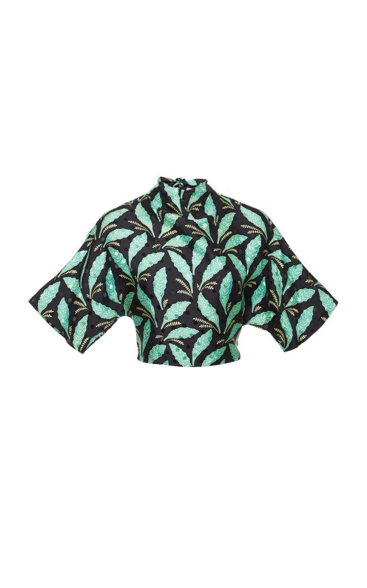 Diane Von Furstenberg Short Sleeve Raglan High Neck Blouse