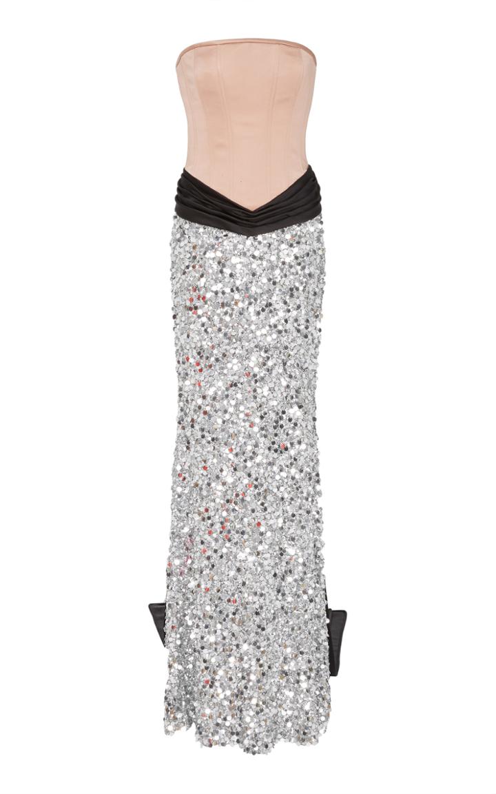 Elizabeth Kennedy Strapless Paillette Gown