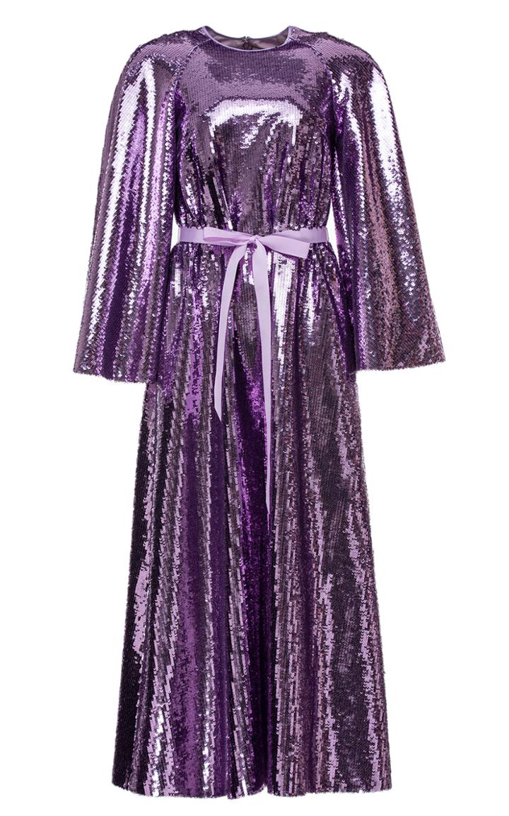 Moda Operandi Huishan Zhang Donna Belted Sequined Maxi Dress