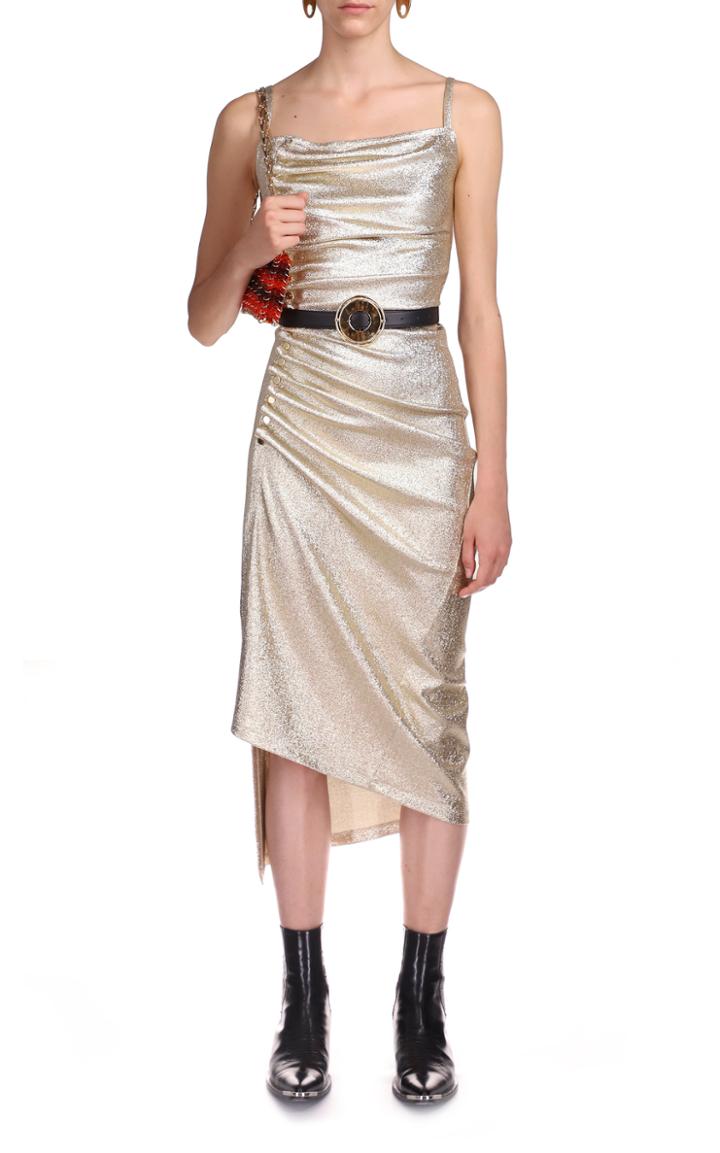 Moda Operandi Paco Rabanne Ruched Glittered Stretch-jersey Midi Dress