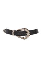 Alberta Ferretti Silver-tone Buckle Croc Effect Leather Belt