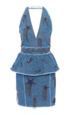 Dundas Embellished Halter Denim Mini Dress
