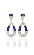 David Webb Couture Carved Lapis Earrings