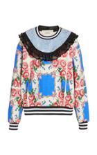 Moda Operandi Rodarte Floral Printed Jersey Lace-paneled Sweatshirt