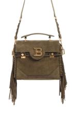 Moda Operandi Balmain Bbuzz 23 Fringe Suede Leather Top Handle Bag