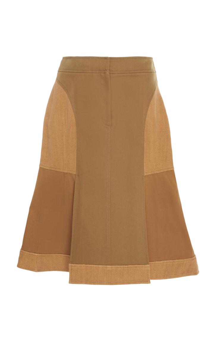 Derek Lam Flared Color-blocked Cotton Skirt
