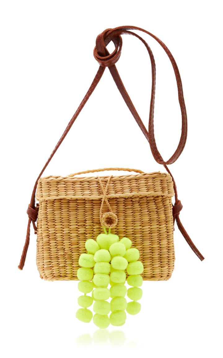 Nannacay Roge Small Pompom-embellished Raffia Shoulder Bag